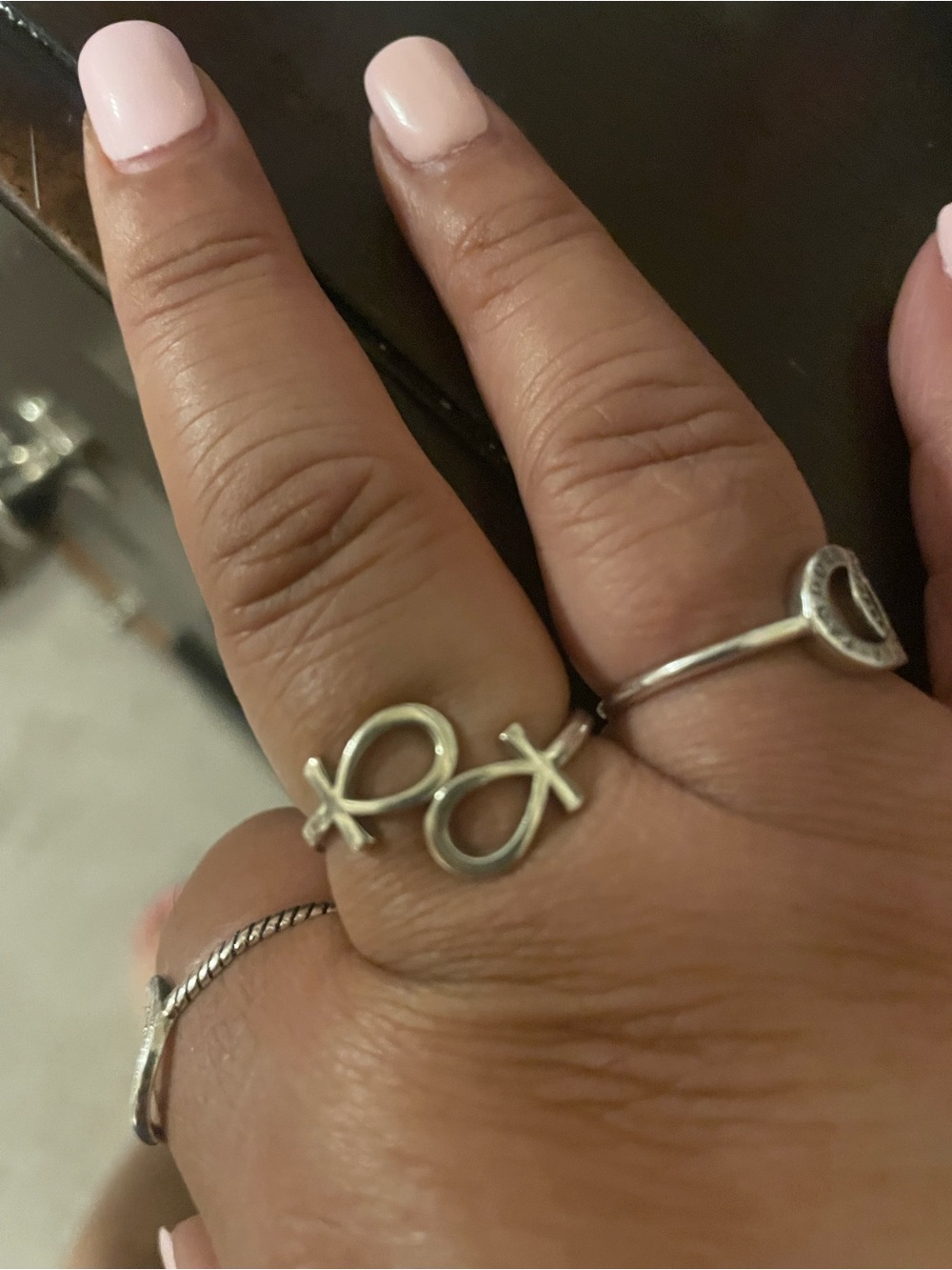 Sterling Silver Double Fish Loop Statement Ring - Silver